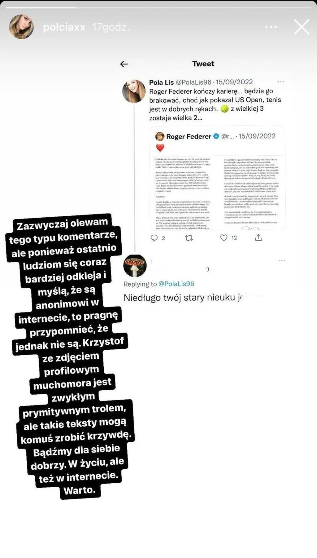 Pola Lis zwróciła się do hejtera