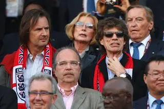 Mick Jagger na MŚ w RPA w 2010 r.