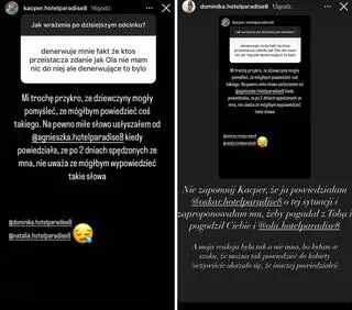 Kacper z "Hotelu Paradise 8" o słowach Oli. Dominika odpowiedziała