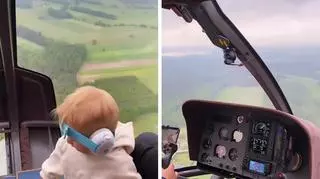 Patrycja Tuchlińska z synem w helikopterze 