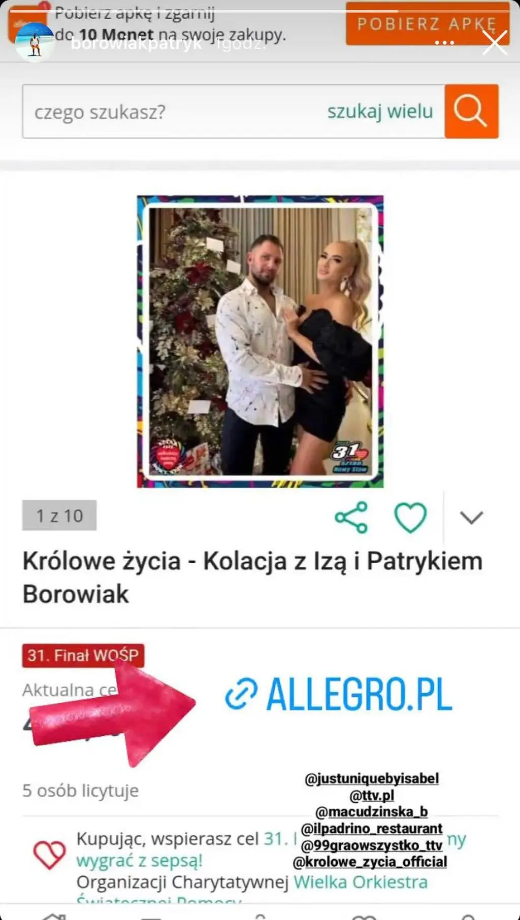 "Królowe życia". Izabela Macudzińska i Patryk Borowiak wystawili się na aukcji WOŚP