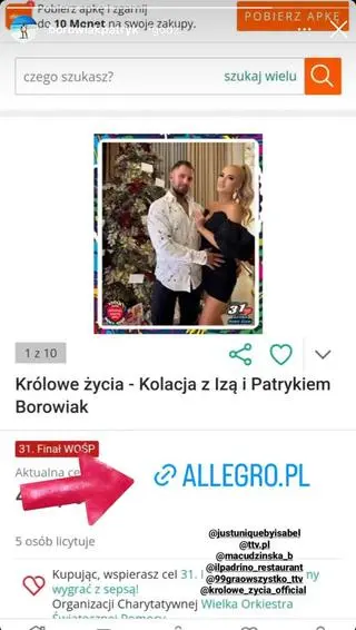 "Królowe życia". Izabela Macudzińska i Patryk Borowiak wystawili się na aukcji WOŚP