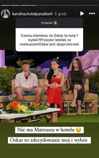 Karolina z "Hotelu Paradise" o Oskarze i Mateuszu