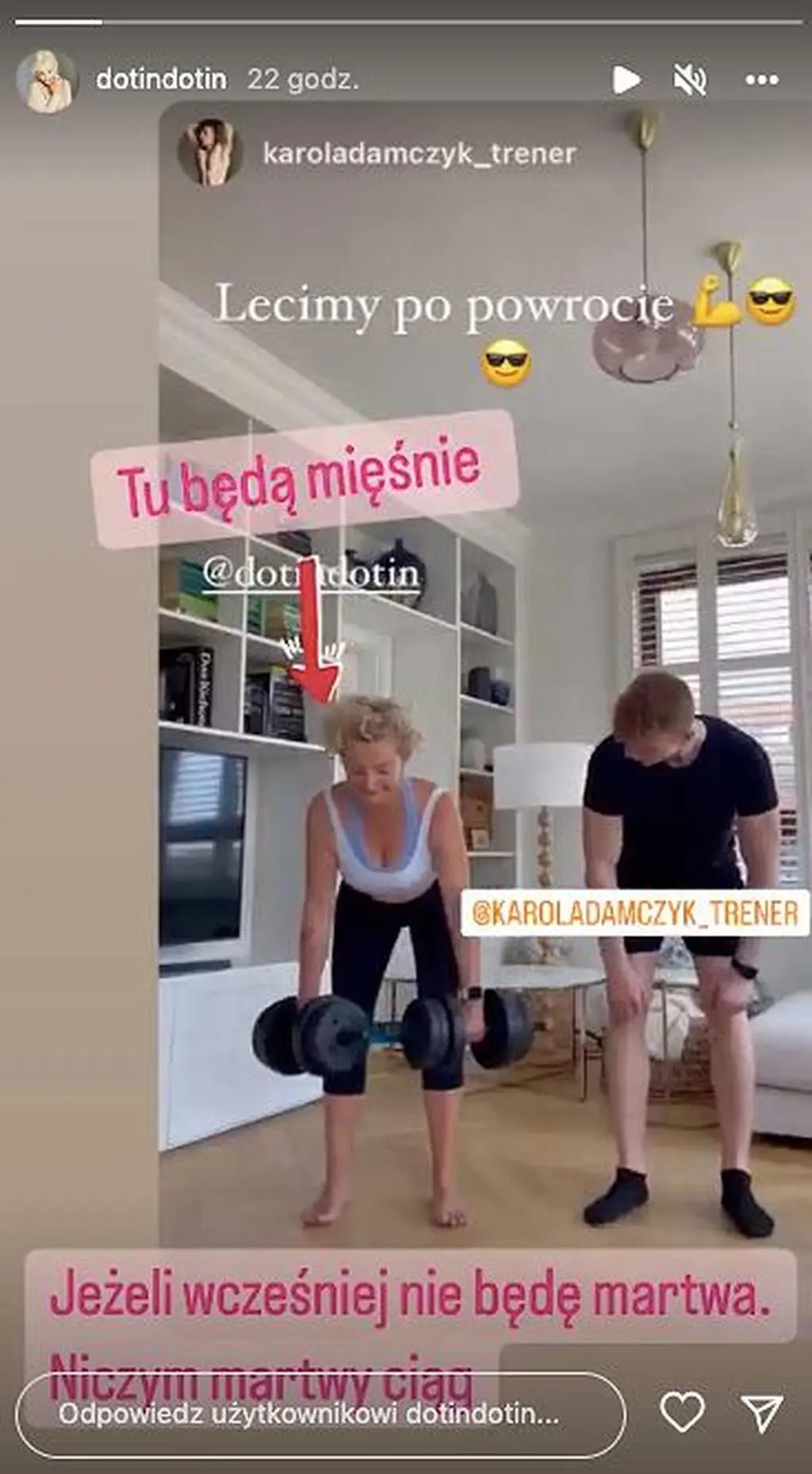 Dorota Szelągowska wyciska pod okiem trenera