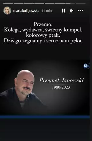 Marta Kuligowska pożegnała Przemysława Janowskiego
