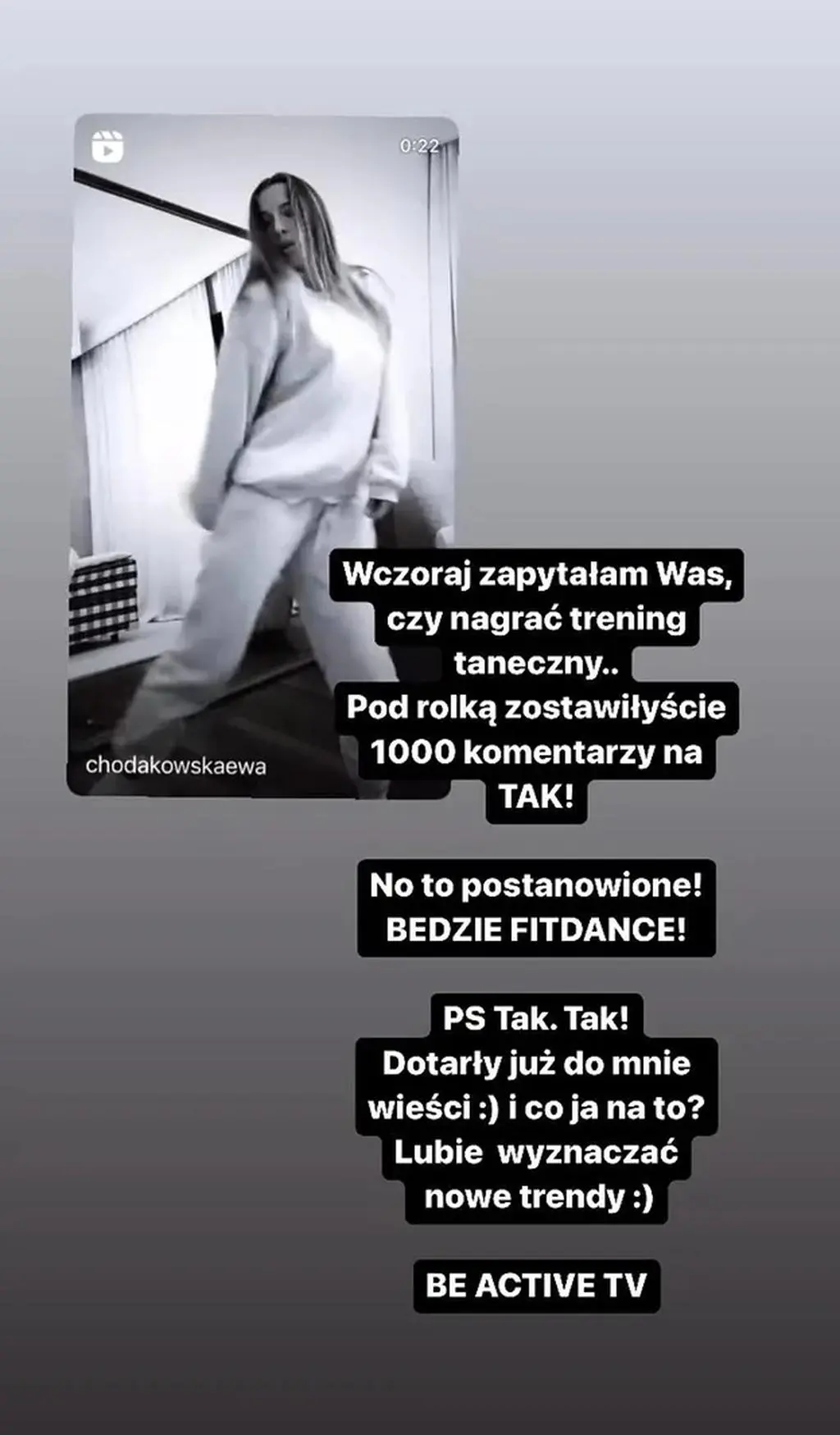 Ewa Chodakowska chce wprowadzić treningi taneczne