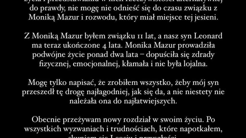 Eksmąż Moniki Mazur zabrał głos w sprawie rozstania