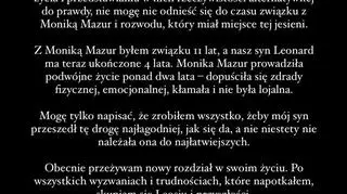 Eksmąż Moniki Mazur zabrał głos w sprawie rozstania