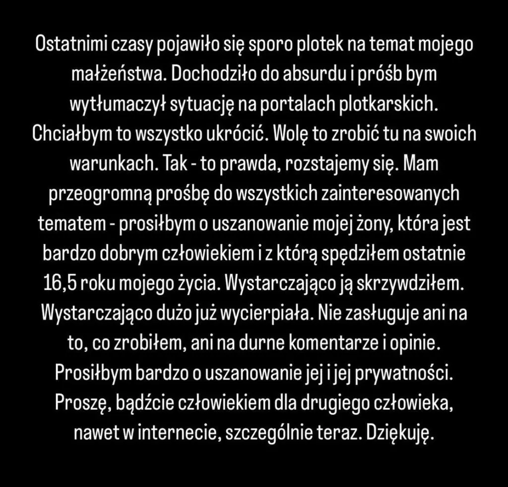 Karol Kłos wydał oświadczenie 