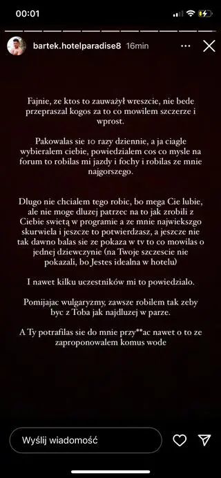"Hotel Paradise 8". Luiza reaguje na relację Bartka