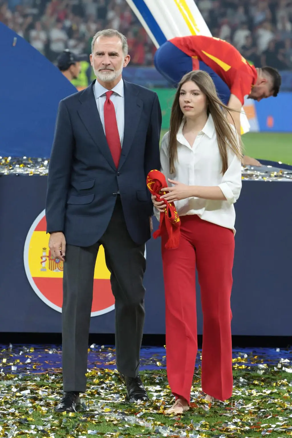 Król Filip z córką Sofią na finale Euro 2024