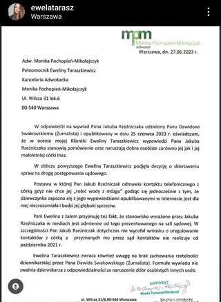 Ewelina Taraszkiewicz wydała oświadczenie