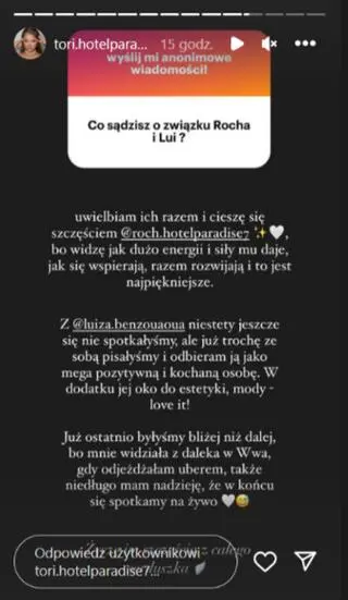 Tori o związku Rocha i Luizy