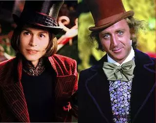 Johnny Depp i Gene Wilder jako Willy Wonka