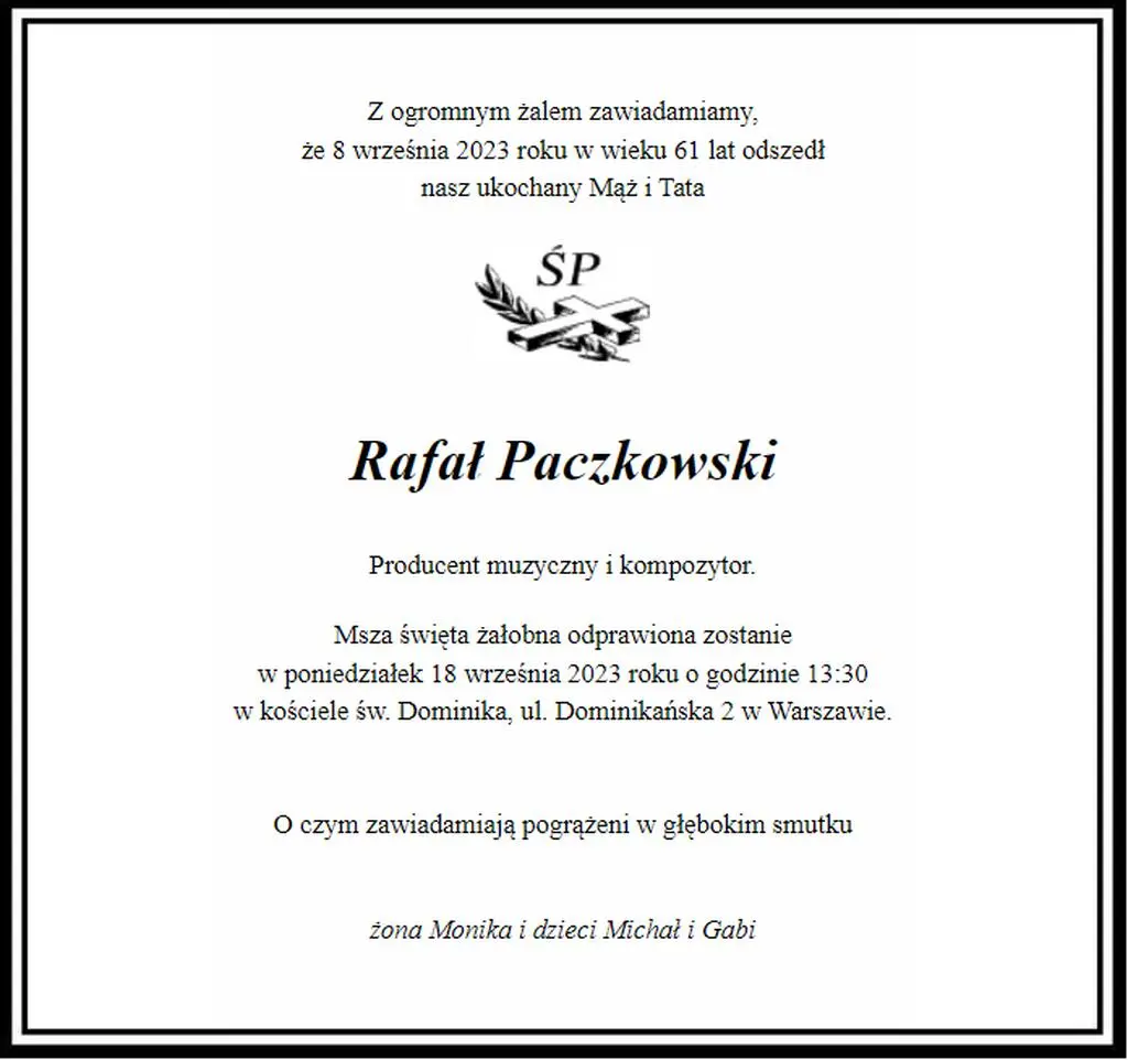 Rafał Paczkowski — nekrolog