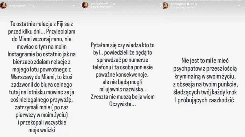 Aneta Glam-Kurp o zatrzymaniu na lotnisku