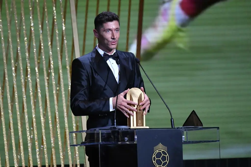 Robert Lewandowski na gali Złotej Piłki