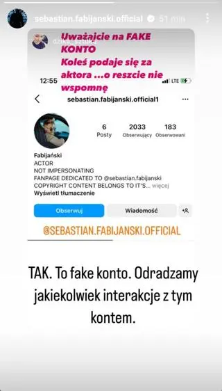 Ktoś podszywa się pod Sebastiana Fabijańskiego?