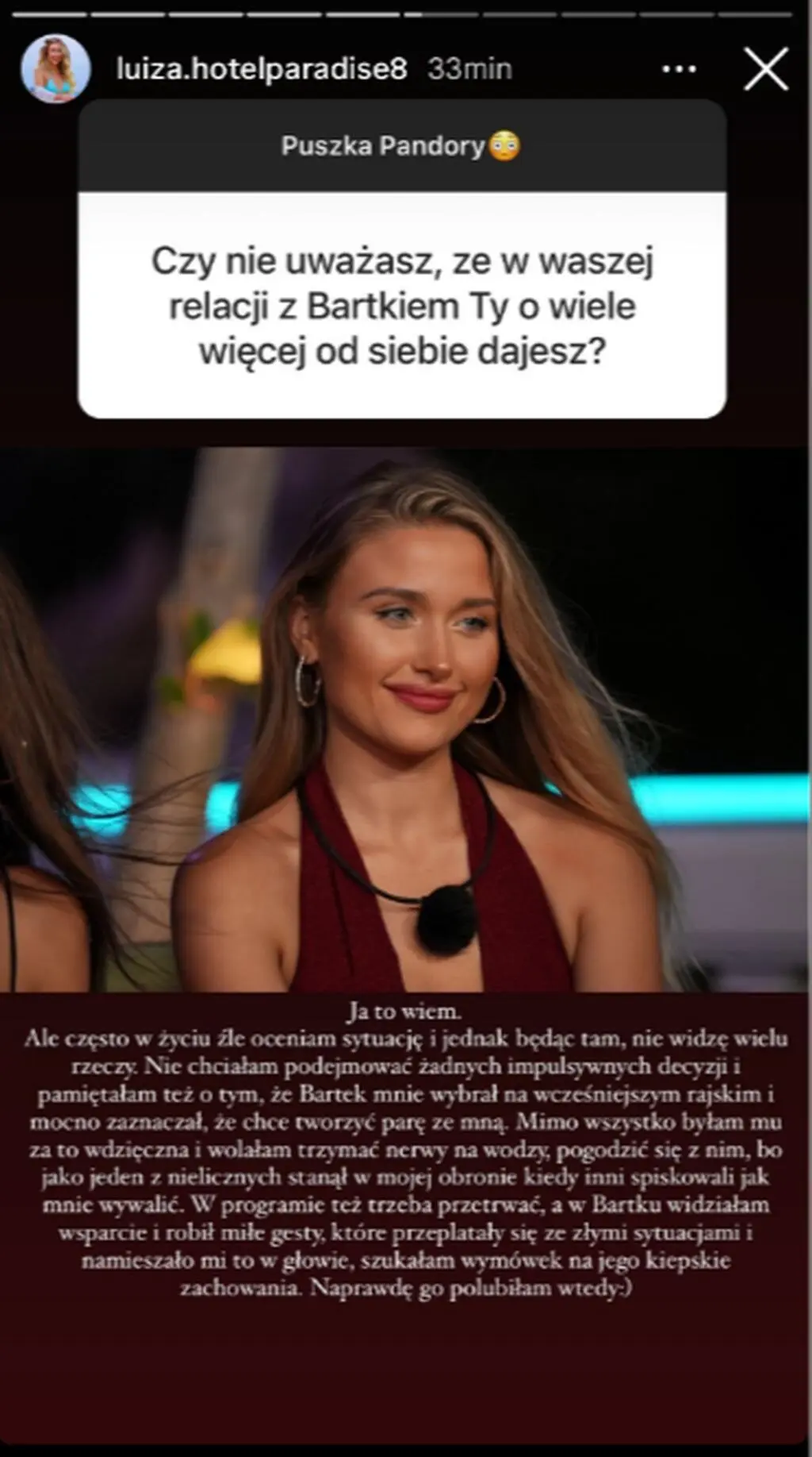 Luiza z "HP" o relacji z Bartkiem