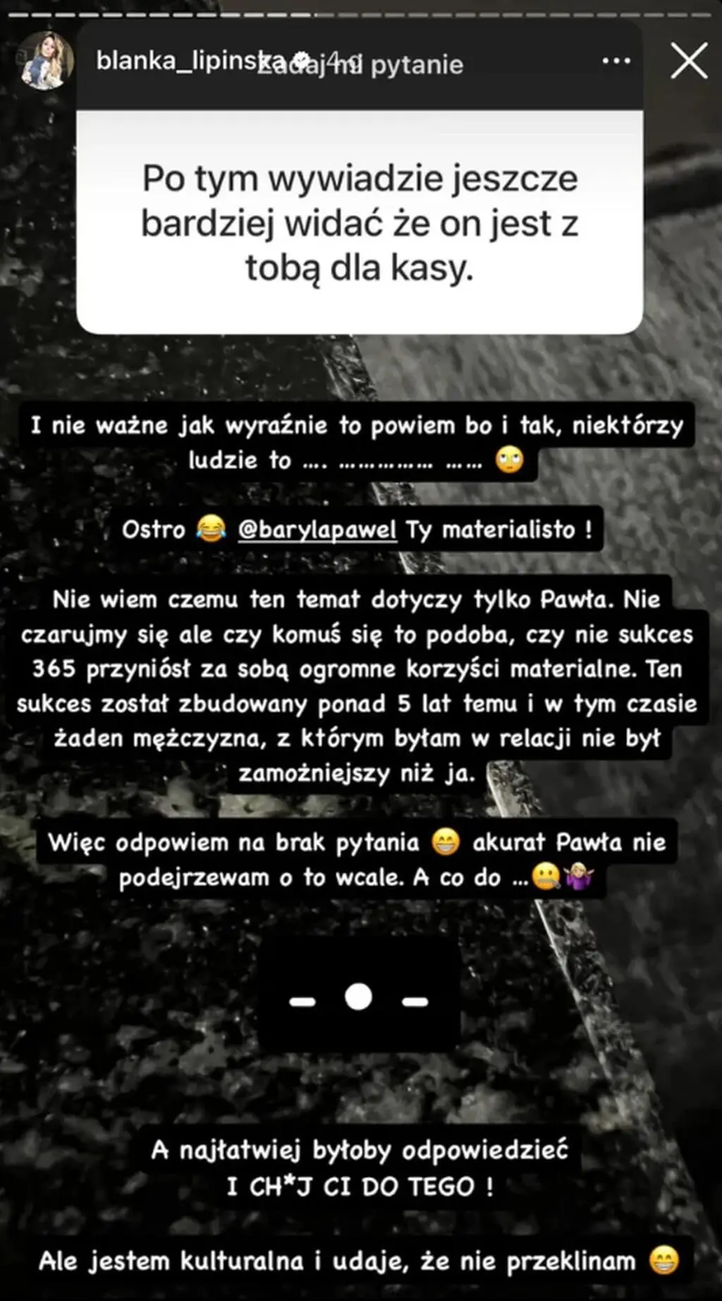 Blanka Lipińska odpowiada internaucie