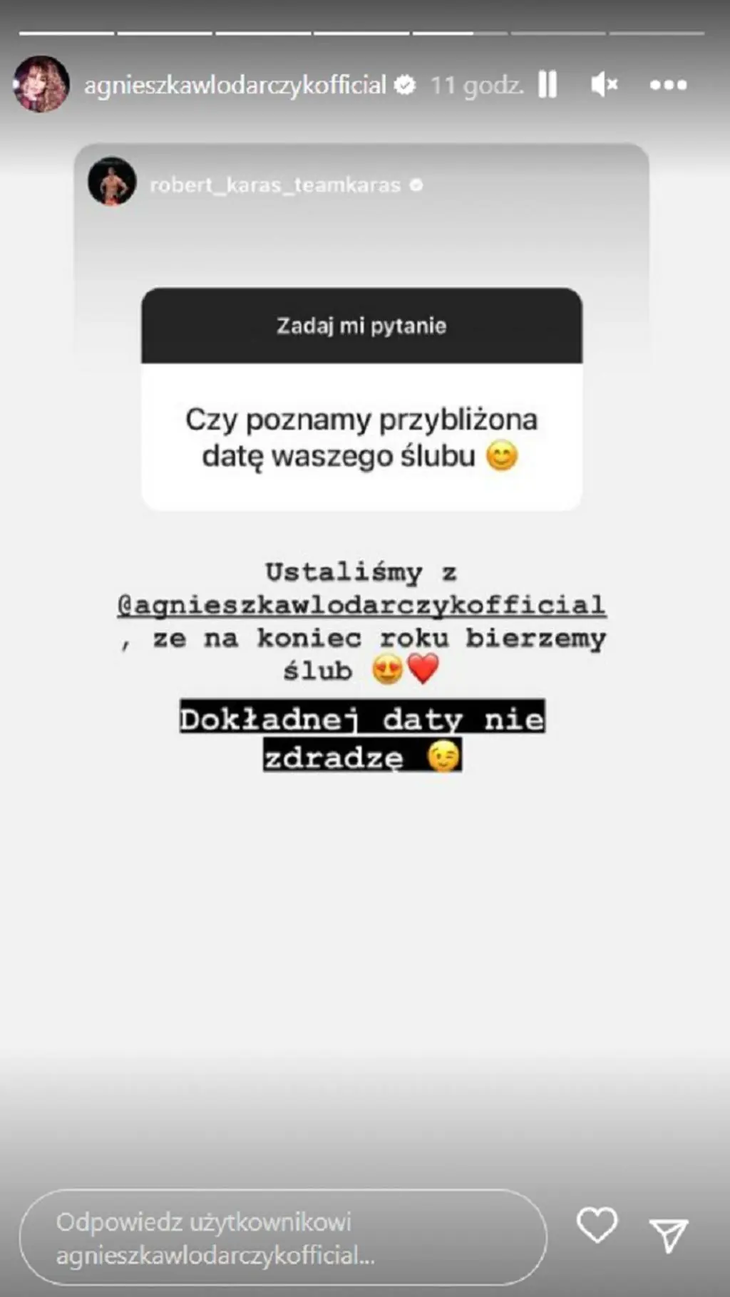 Robert Karaś o ślubie z Agnieszką Włodarczyk