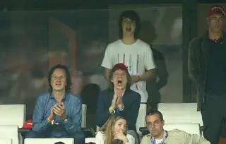 Mick Jagger z synem na Euro 2016 we Francji