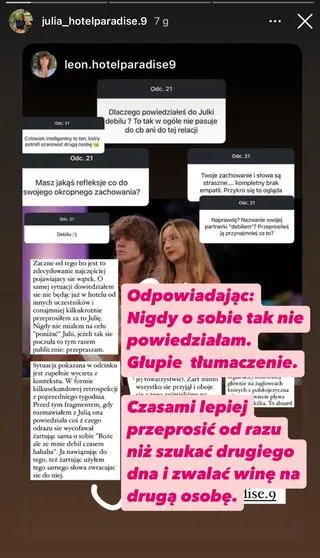 Julia z "Hotelu Paradise 9" odpowiedziała na słowa Leona