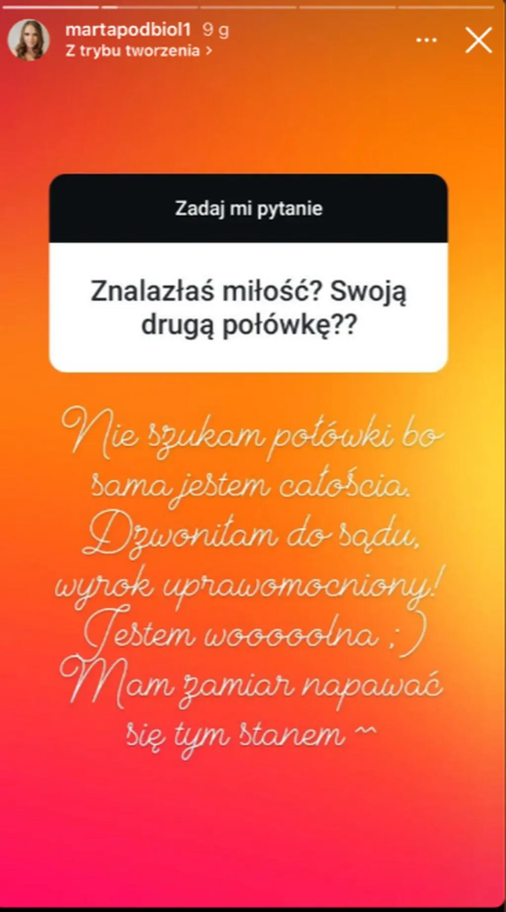 Marta Podbioł ze "ŚOPW" o miłości