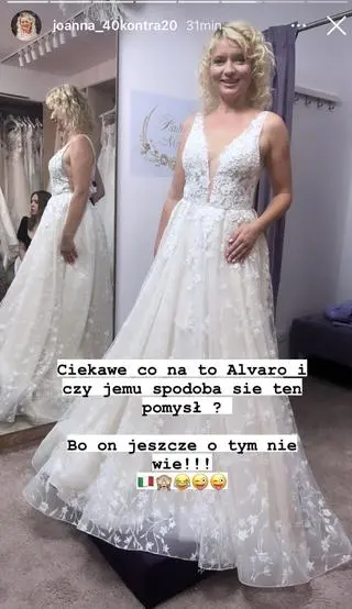 Joanna Maloney w sukni ślubnej