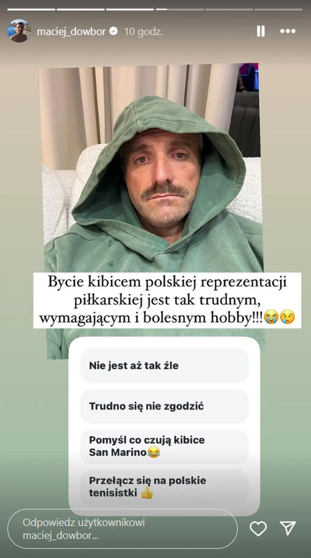 Maciej Dowbor załamany wynikiem meczu Polska - Szkocja