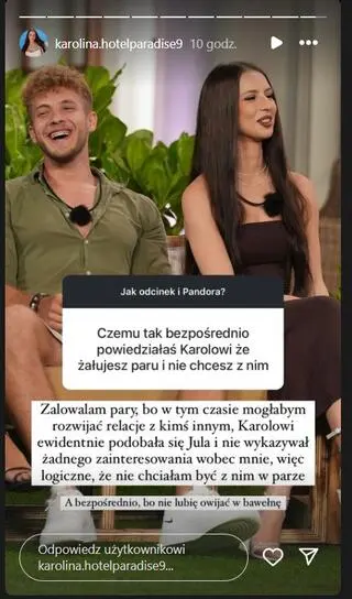 "Hotel Paradise 9". Karolina żałuje pary z Karolem