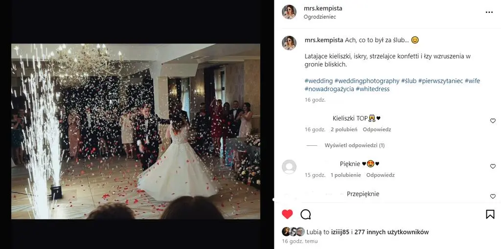Agnieszka Kempista ze "ŚOPW" pokazała kadr z wesela