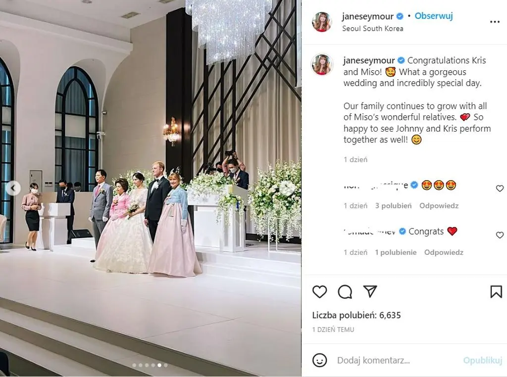 Jane Seymour na koreańskim weselu. Syn aktorki wziął ślub po raz drugi