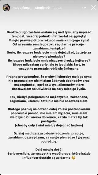 Magda Stępień wydała oświadczenie
