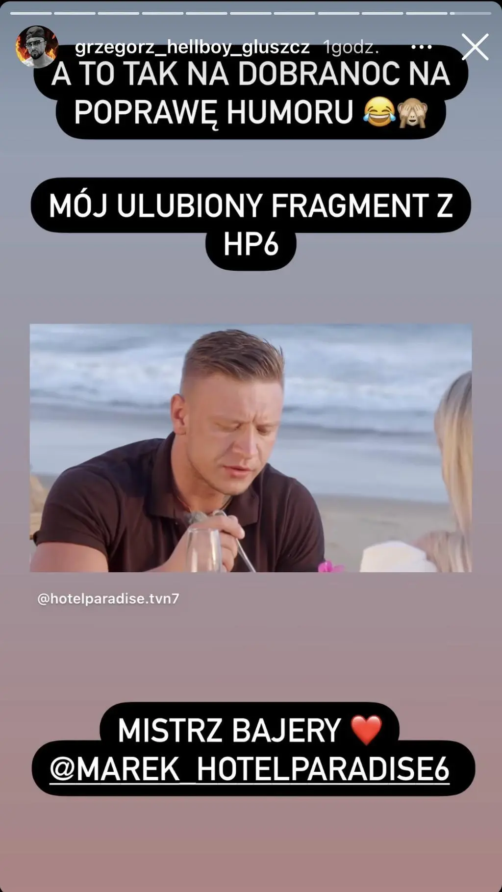 Mija rok od rozpoczęcia nagrań do "Hotelu Paradise 6". Grzegorz przypomniał kultowy moment