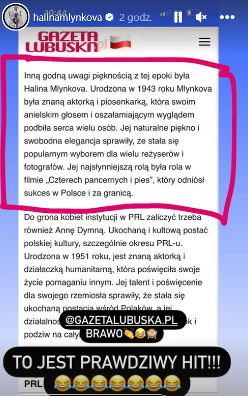 Halina Mlynkova znalazła fałszywą informację na swój temat