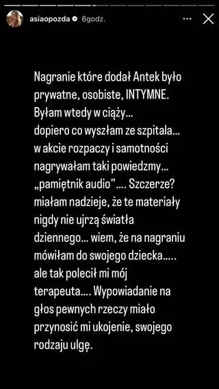 1. Joanna Opozda komentuje wyciek nagrania