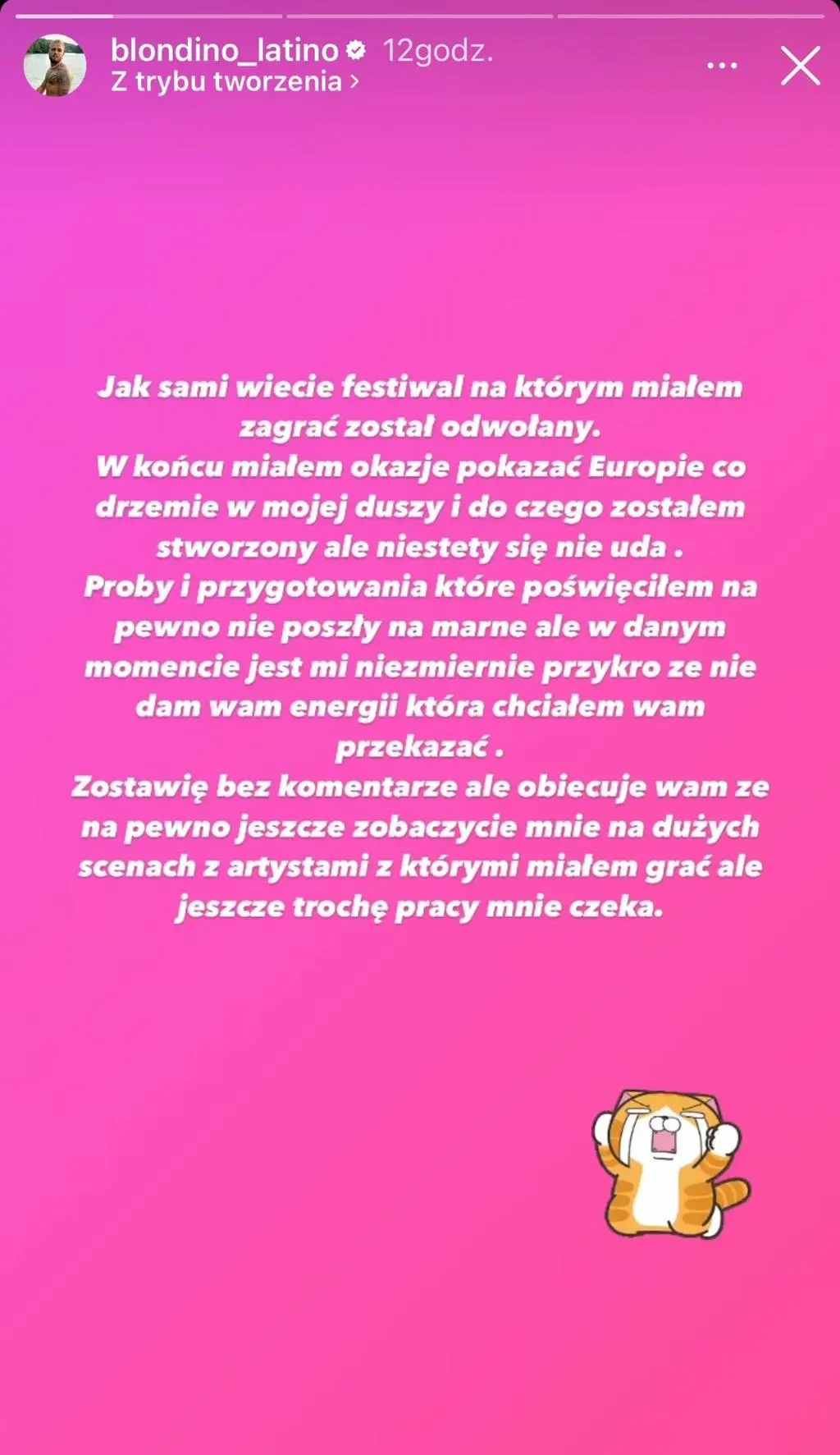 Oświadczenie Łukasza "Blondino" Książkiewicza z "Hotelu Paradise"