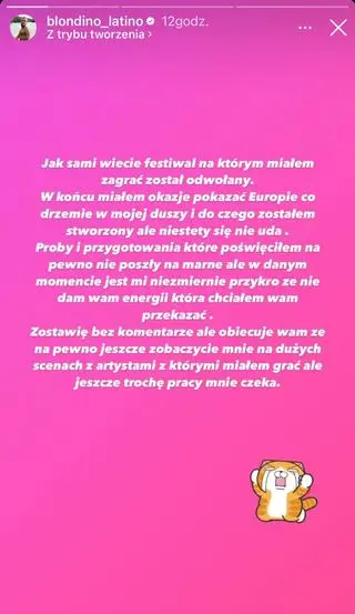 Oświadczenie Łukasza "Blondino" Książkiewicza z "Hotelu Paradise"
