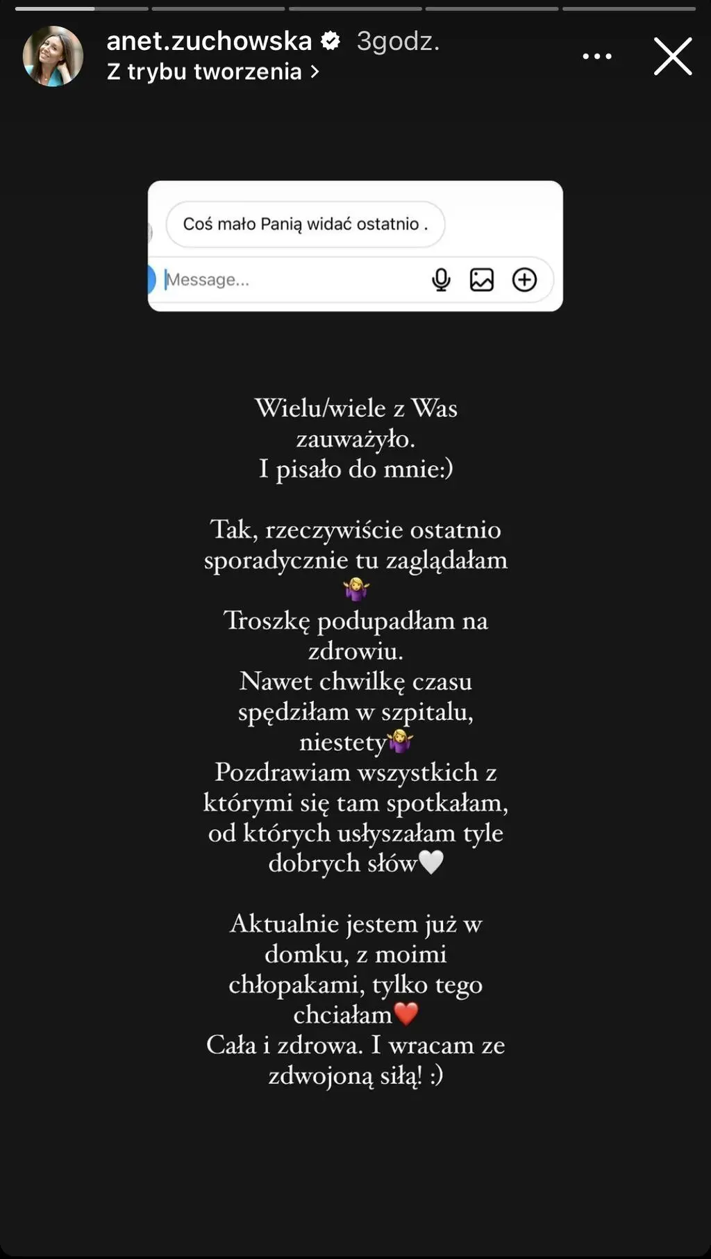 Aneta Żuchowska ze "ŚOPW" była w szpitalu