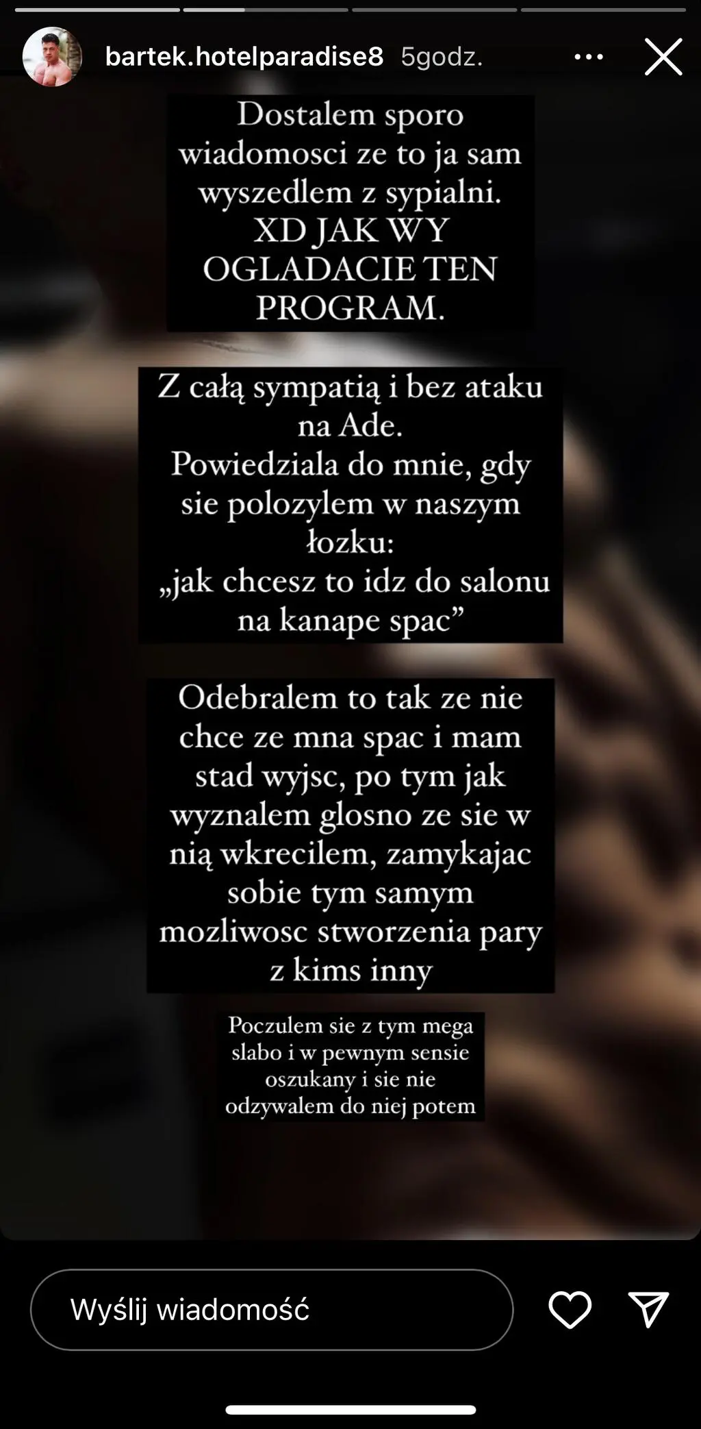Bartek Pankowski o sytuacji w "Hotelu Paradise"