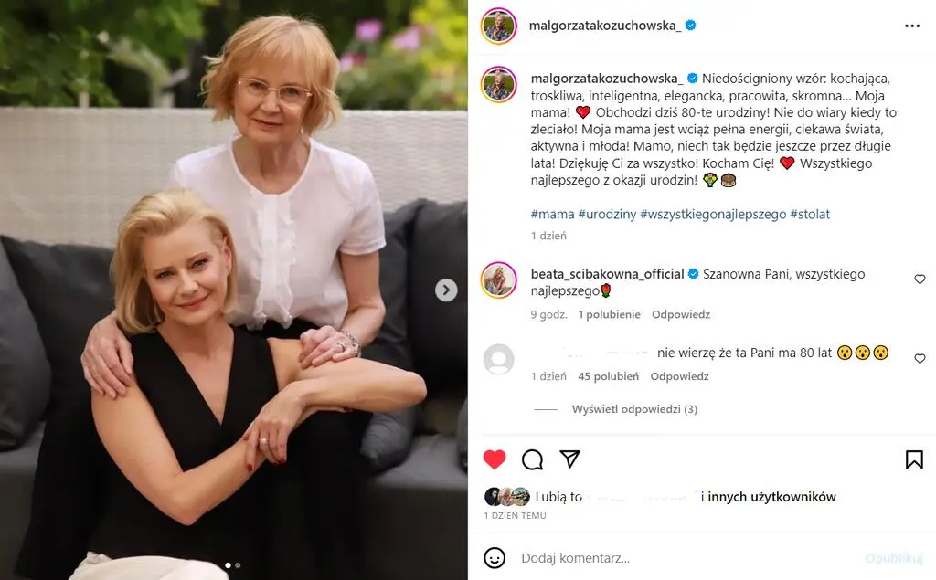 Małgorzata Kożuchowska świętuje urodziny mamy