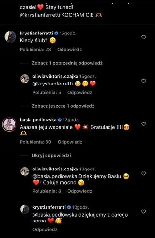 Basia Pędlowska z "HP" reaguje na zaręczyny Krystiana