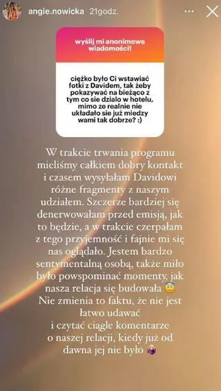 "Hotel Paradise". Angelika o rozstaniu z Davidem