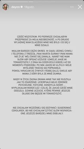 Deynn pogrążona w żałobie