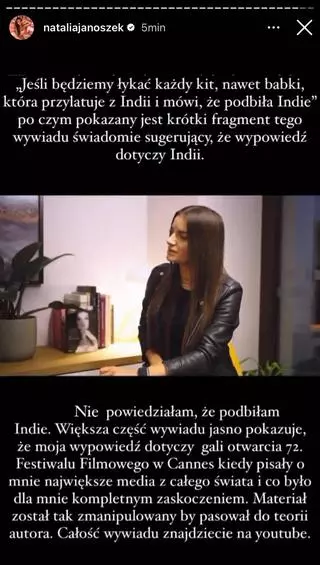 Natalia Janoszek pokazała fragment wywiadu