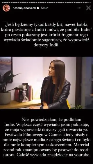 Natalia Janoszek pokazała fragment wywiadu