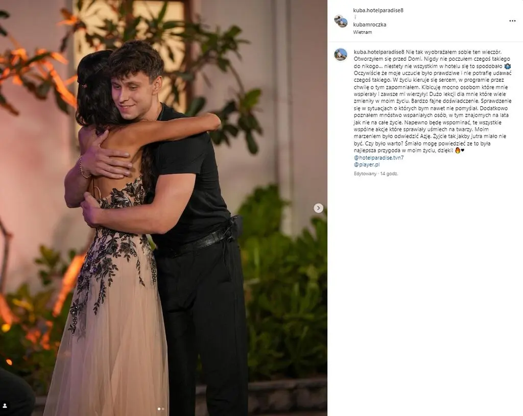 Kuba Mroczka z "Hotelu Paradise 8" o relacji z Dominiką