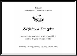 Nekrolog Zdzisława Zaczyka