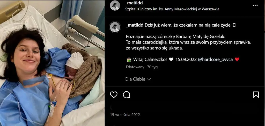 Matylda Kirstein po narodzinach córki